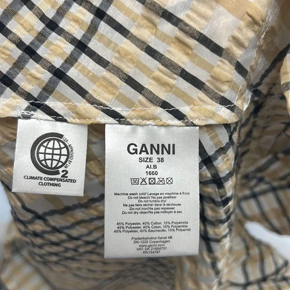 GANNI seersucker shirred sleeveless maxi dress - Picture 4 of 6